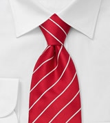 Bright Red & White Striped Necktie