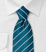 Striped Necktie in Sapphire Blue and White