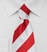Red and White Striped Mens Tie