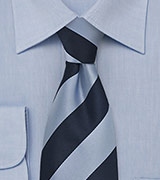 Wide Striped Blue Necktie