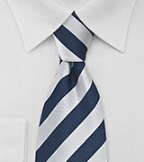 Preppy Striped Tie Navy and Silver