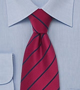 Raspberry Red and Blue Necktie