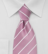 Pink and White Striped Neck Tie
