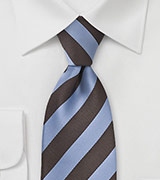 Striped Tie in Blue and Brown