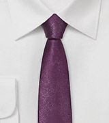 Rich Plum Skinny Tie in Vintage Leather Style