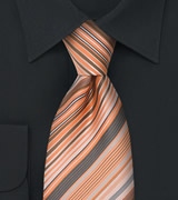 Modern Striped Tie in Coral, Orange, and Gray