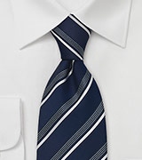 Elegant Striped Necktie in Dark Blue