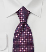 Designer Tie in Navy, Red, Silver