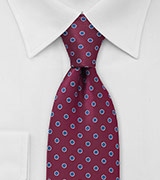 Tie in Merlot Red and Royal Blue