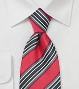 Necktie in Coral Red and Gray