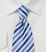 Trendy Mens Tie in Blue and White