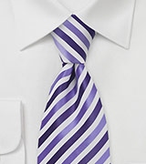 Striped Tie in Purples and Whites