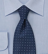 Embroidered Navy Blue Tie