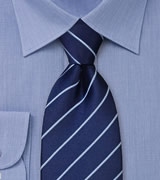 Elegant Striped Necktie in Navy and Light Blue