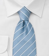 Sky Blue and White Striped Necktie