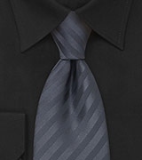 Dark Gray Necktie With Stripes