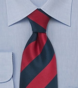 Striped Necktie Cherry and Navy