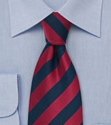 Dark Blue and Cherry Striped Tie