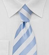 Mens Striped Tie Light Blue White