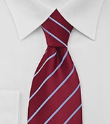 Cherry Red and Sky Blue Striped Tie