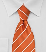 Persimmon Orange Striped Neck Tie