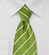 Grass Green and White Striped Tie