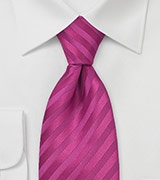 Striped Tie in Deep Magenta