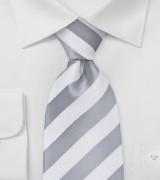 Striped Tie in Grey and White
