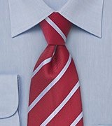 Striped Tie in Red and Grey