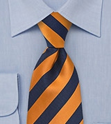 Tangerine Orange and Navy Tie