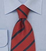 Preppy Striped Tie in Red and Dark Navy
