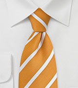 Amber Yellow and White Striped Tie