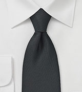 Solid Matte Black Pique Texture Tie