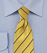 Menswear Striped Tie in Yellow and Dark Navy