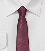 Deep Burgundy Faux Leather Skinny Tie