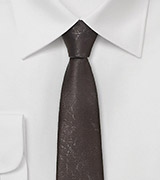 Dashing Dark Taupe Necktie in Worn Leather Look