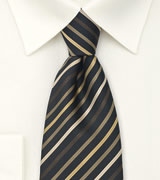 Modern Striped Tie in Brown, Gold, and Black