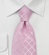 Light Pink Tie with Check Pattern