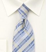 Modern Check Pattern Tie Light Blue