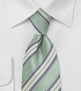 Striped Tie in Sage and Silver