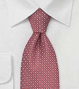 Geometrically Patterned Tie in Red and Silver