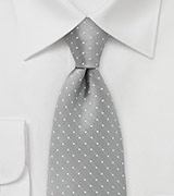 Silver and White Polka Dot Tie