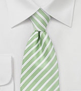 Mint Green and White Striped Tie