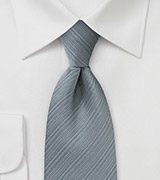 Silver Gray Textured Striped Tie