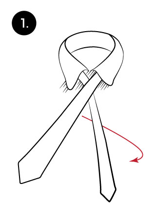 1st step for four in hand tie knot