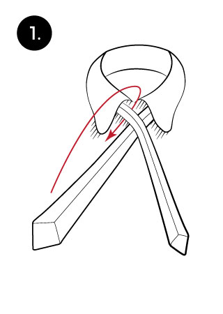 First step in tying a pratt knot