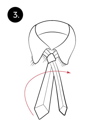 3rd step when tying a tie with the pratt knot