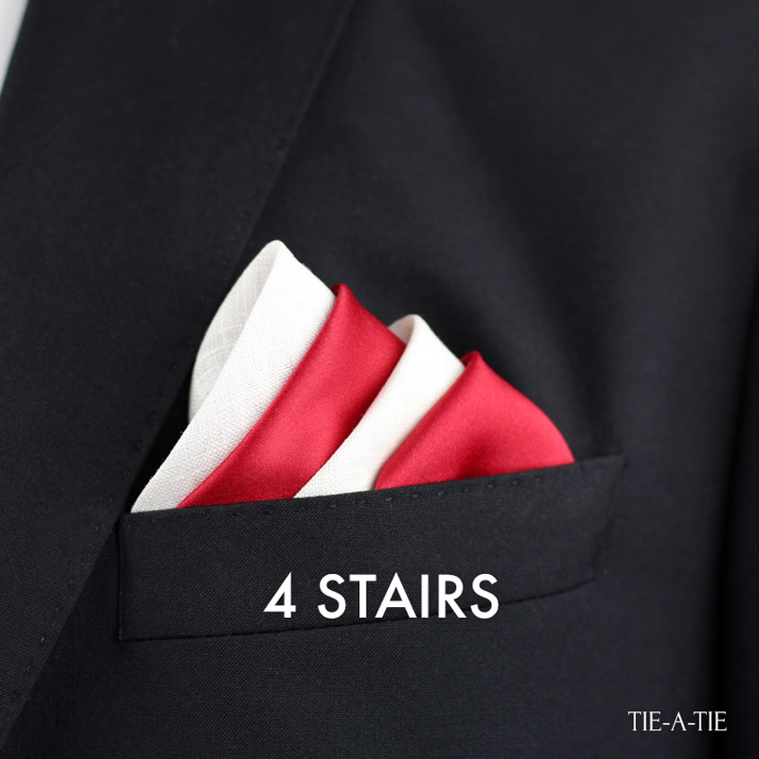 How to Fold your pocket square with the four stairs fold